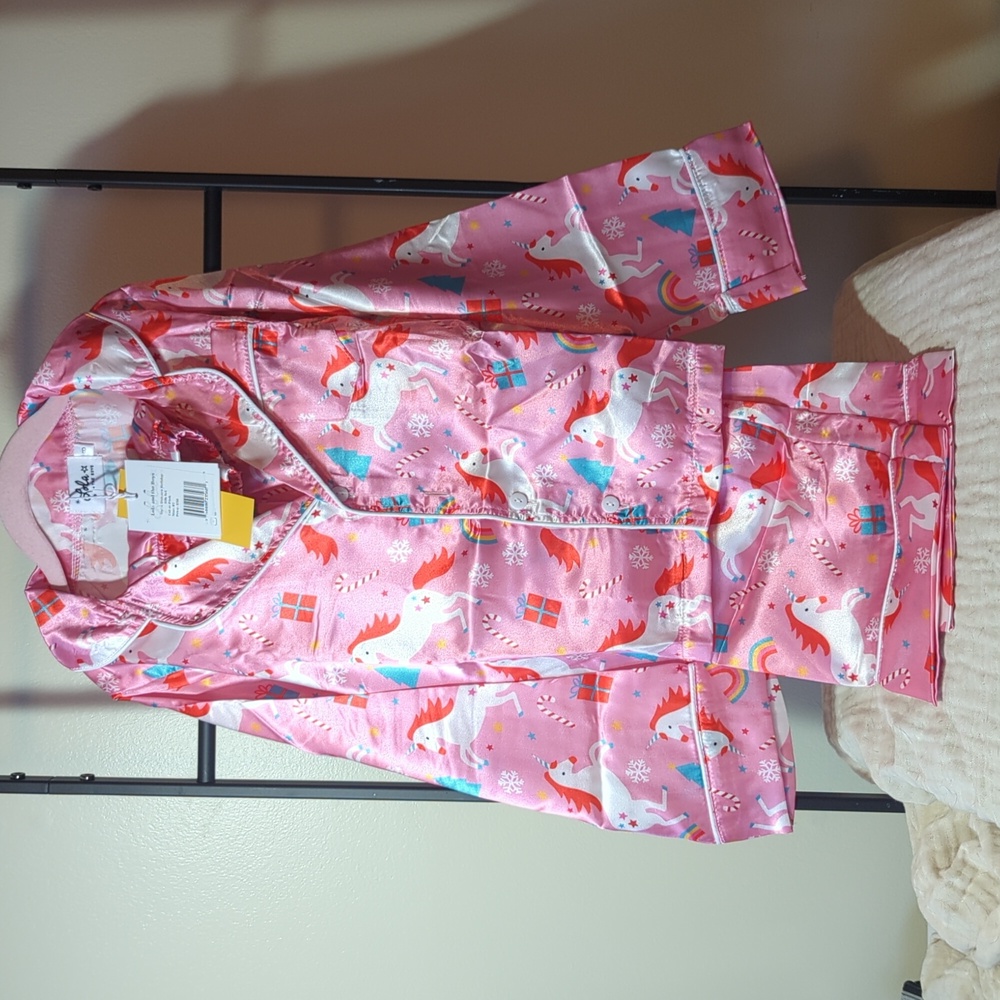 Satin Christmas unicorn pajamas